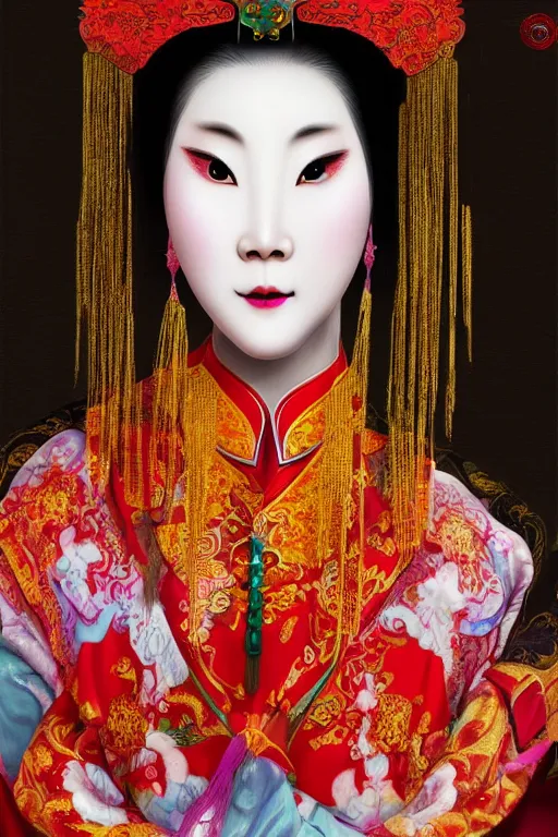 Image similar to heroine, beautiful, phantoms of the chinese opera, ultra detailed, digital art, 8 k, character, realistic, portrait, hyperrealistic