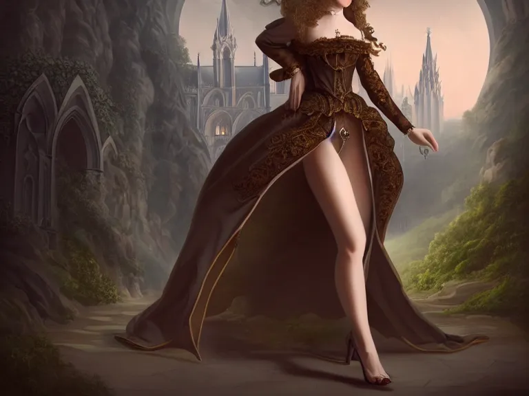 Image similar to full body portrait of a woman styled after a baroque cathedral 🍑, fantasy artwork, award winning, very very very very very very very beautiful scenery, artstation