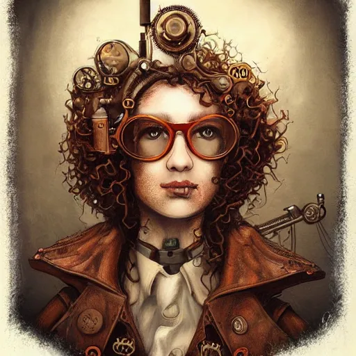 Prompt: steampunk surgeon with intricate eyeglasses, curly hair, by Anato Finnstark, Tom Bagshaw, Brom