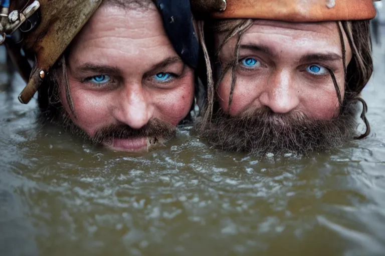 Image similar to closeup potrait of a pirate on a ship in a flooded amsterdam street, photograph, natural light, sharp, detailed face, magazine, press, photo, Steve McCurry, David Lazar, Canon, Nikon, focus