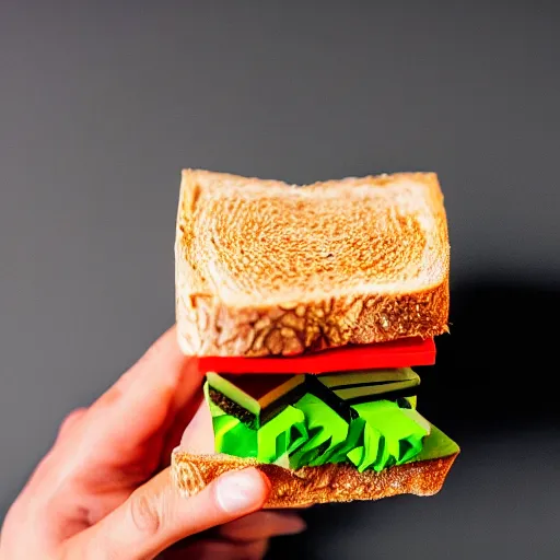 Image similar to sandwich in the shape of a Rubik's cube. Professional food photography