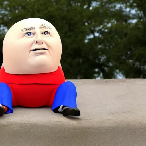 Prompt: donald trump as humpty dumpty sat on a wall