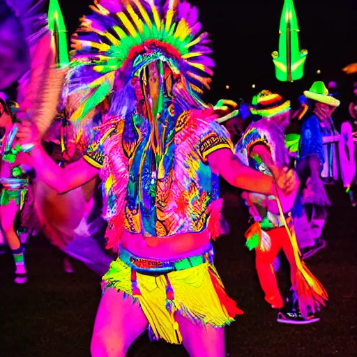 Prompt: native dancing neon carnival