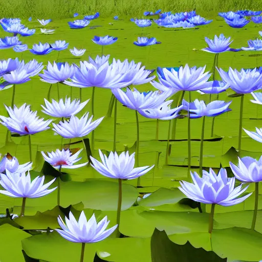 Prompt: field of light blue lotus flowers, minimalistic art, elegant