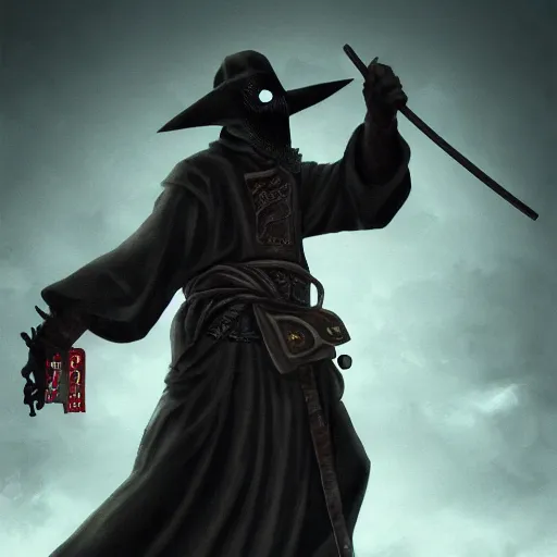 Image similar to plague doctor samurai, dynamic lighting, fantasy concept art, trending on art station, stunning visuals, creative, cinematic, ultra detailed, extreme detailed, 8 k, detailed