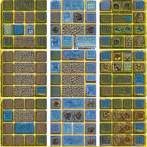 Image similar to tileset for a fantasy game, grid