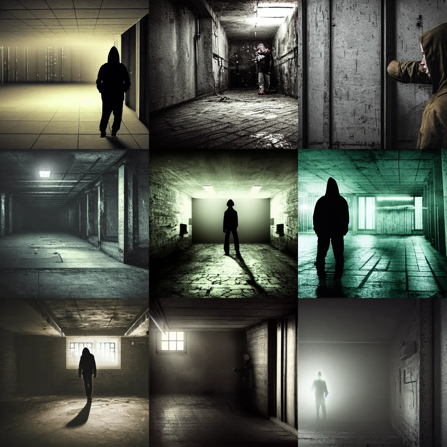 Prompt: hacker in basement, moody, dark, scary
