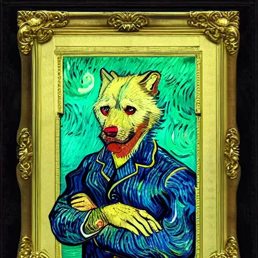 Image similar to retarded wolf, van gogh