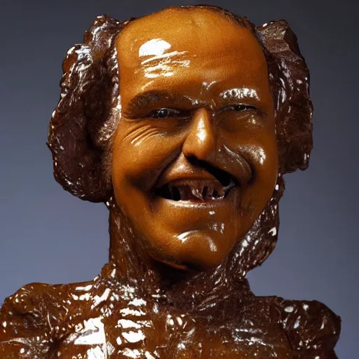 Prompt: sculpture of a dentist made entirely out of honey