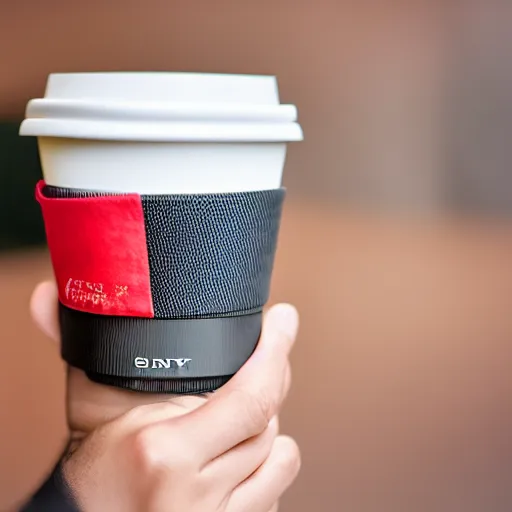 Prompt: sony a 7 iii sombrero on a coffee cup