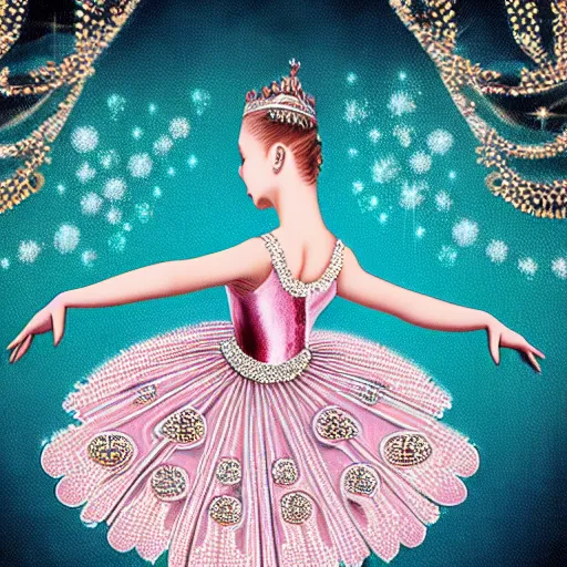 Prompt: ballerina princess of diamonds gorgeous, ornate, intricate, detailed, stunning, masterpiece, 4 k