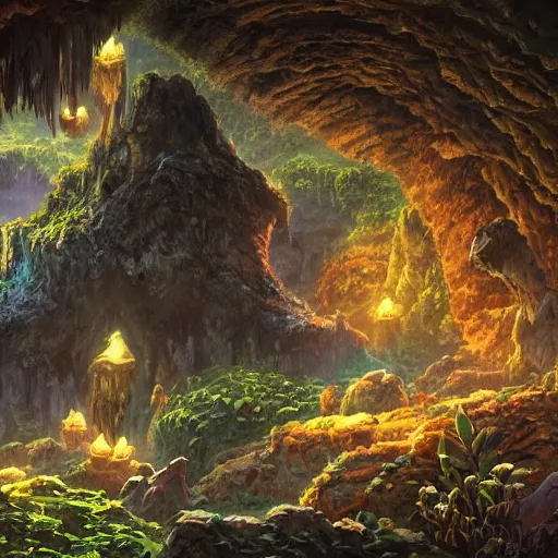 Image similar to a fantastical cave, full of treasure