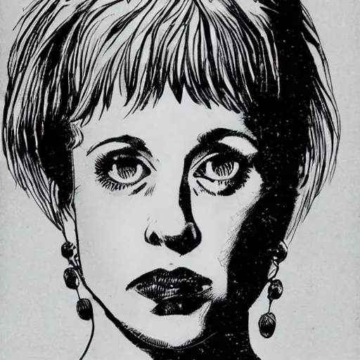 Prompt: kathy acker, portrait, by guido crepax