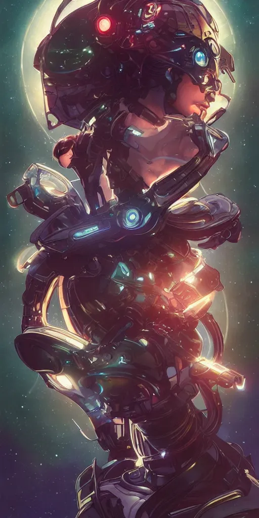 Image similar to cyborg milky way, epic lighting, sketch illustration, ultra detailed, art by artgerm and greg rutkowski and alphonse mucha