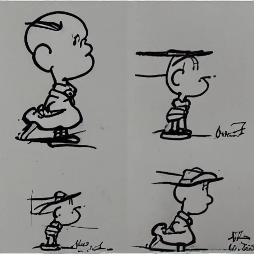 Image similar to original sketches by Charles Schulz, flawlessly preserved