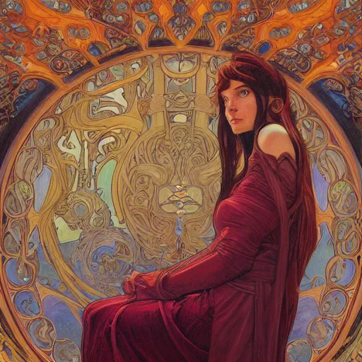 Prompt: a painting in the style of donato giancola, and in the style of loish, and in the style of alphonse mucha. smooth, sharp focus, semi - realism, symmetry.