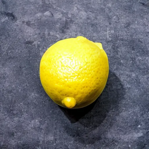 Image similar to a lemon in shape of a human with legs of lemons and round body.