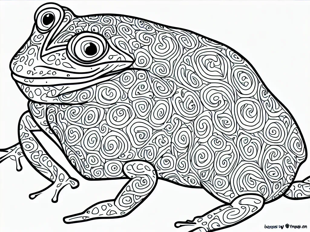 Image similar to beautiful frog, ornamental, fractal, line art, vector, outline, simplified, colouring page