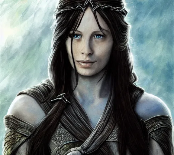 Image similar to Arwen from LOTR as a gigachad; extremely powerful; extremely detailed; masterpiece; trending on artstation; f/1.4; 90mm