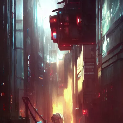 Image similar to cyberpunk, chiaroscuro, high detail, painted by greg rutkowski, painted by igor kieryluk, painted by bobby chiu, trending on artstation