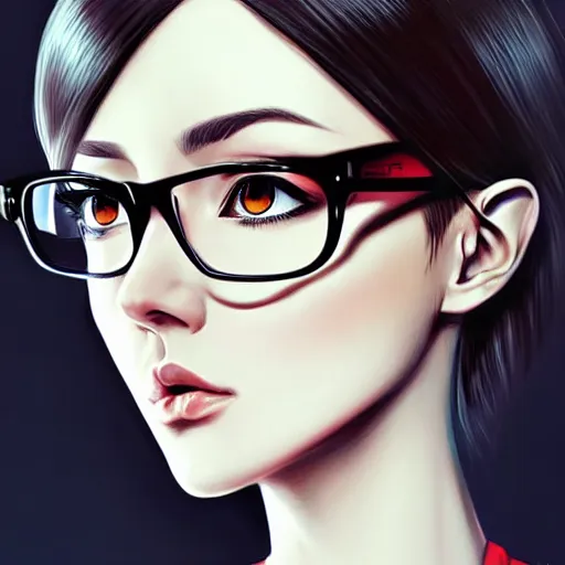 Prompt: A woman wearing glasses, Artgerm, Kuvshinov Ilya,