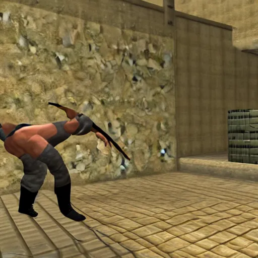 Image similar to man wrestling with eel, counter strike screenshot