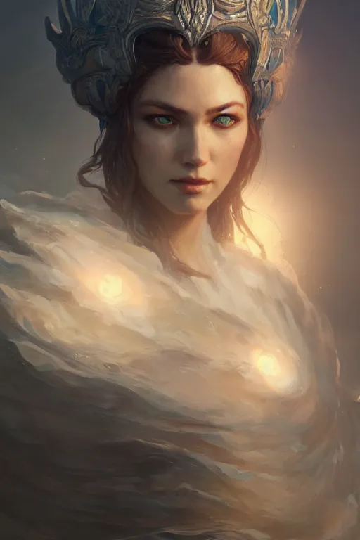 Image similar to sea queen, mysterious, highly detailed, digital painting, artstation, concept art, smooth, sharp focus, illustration, unreal engine 5, 8 k, art by artgerm and greg rutkowski and edgar maxence