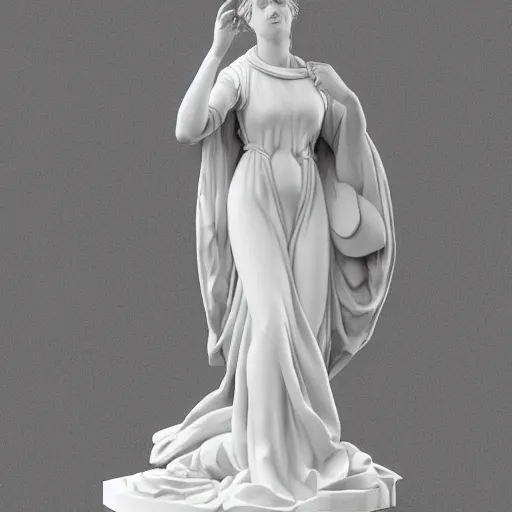 Prompt: a statue of a woman in a white dress, a marble sculpture by luca della robbia, featured on zbrush central, new sculpture, marble sculpture, made of plastic, ambient occlusion