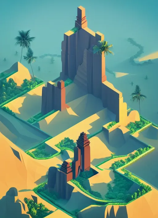 Prompt: a low poly isometric render of bali in the style of monument valley, intricate, elegant, smooth shading, soft lighting, illustration, simple, solid shapes, by magali villeneuve, jeremy lipkin and michael garmash, rob rey and kentaro miura style, octane render