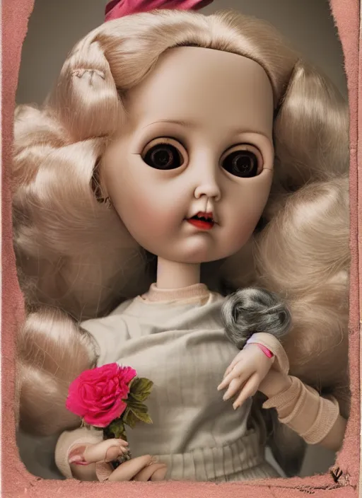 Image similar to highly detailed wide - angle portrait of a retro doll with fingerless hands hands, nicoletta ceccoli, mark ryden, lostfish, earl nore, hyung tae, frank frazetta, global illumination, detailed and intricate environment