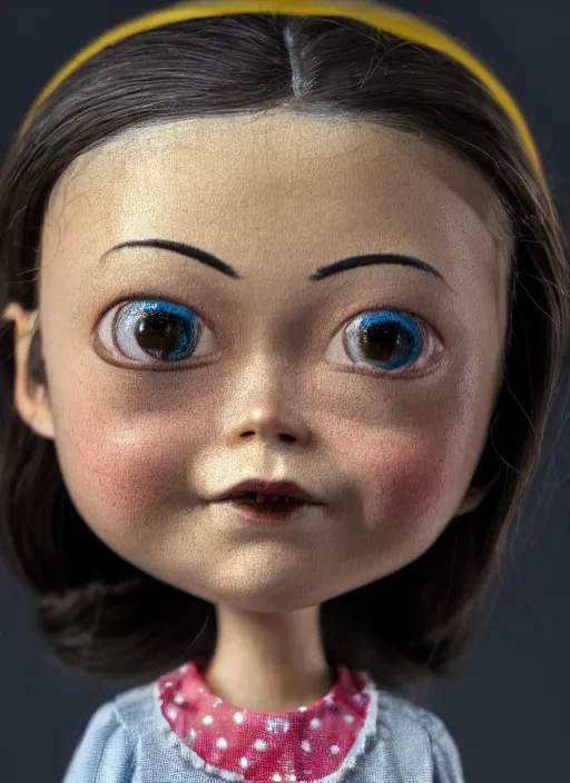 Image similar to closeup portrait of a tin toy greta thunberg, depth of field, zeiss lens, detailed, symmetrical, centered, fashion photoshoot, by nicoletta ceccoli, mark ryden, lostfish, earl nore, hyung tae, frank frazetta, breathtaking, 8 k resolution, extremely detailed, beautiful, establishing shot, artistic, hyperrealistic, octane render