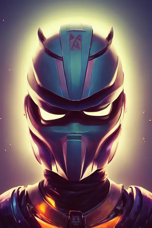 Image similar to epic mask helmet robot ninja portrait stylized as fornite style game design fanart by concept artist gervasio canda, behance hd by jesper ejsing, by rhads, makoto shinkai and lois van baarle, ilya kuvshinov, rossdraws global illumination radiating a glowing aura global illumination ray tracing hdr render in unreal engine 5