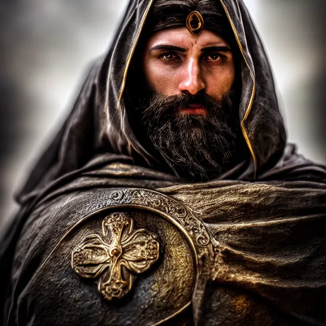 Image similar to photo of a beautiful! holy cleric warrior with, highly detailed, 8 k, hdr smooth, sharp focus, high resolution, award - winning photo, dslr, 5 0 mm