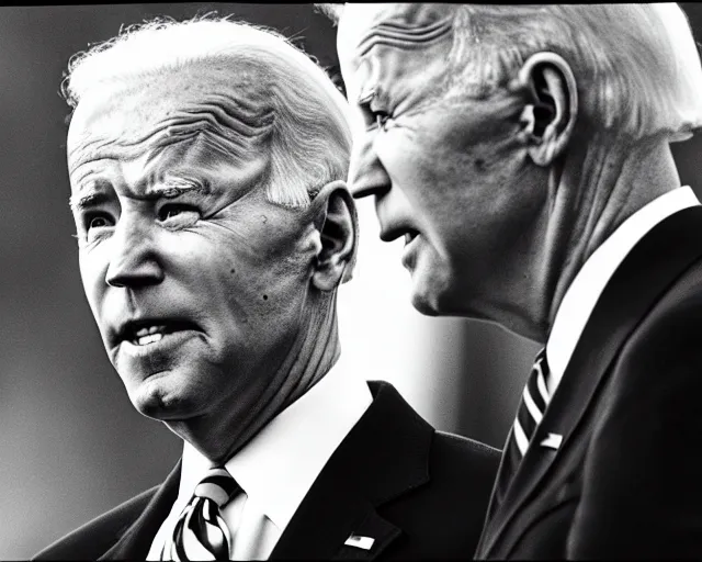 Image similar to president joe biden face to face with president joe biden, nikon 3 5 mm, photograph