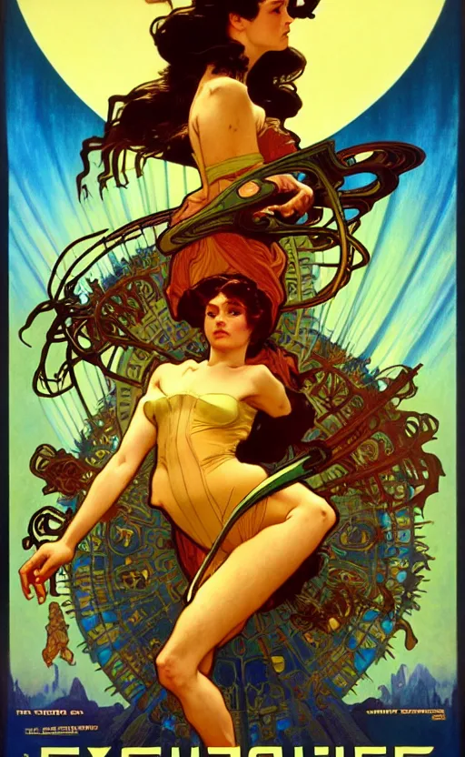 Image similar to exquisite imaginative scifi poster art, movie art, by lucusfilm, weta studio, alphonso mucha, james jean, frank frazetta, 8 k, denoised, sharp, crisp, high quality, cinematic