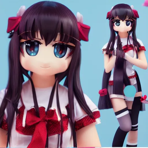 Image similar to cute fumo plush of a popstar girl, anime girl, idol, vray