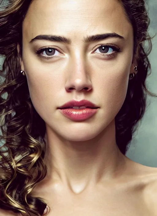 Image similar to portrait of beautiful amber heard and gal gadot hybrid by mario testino, headshot, detailed, award winning, sony a 7 r