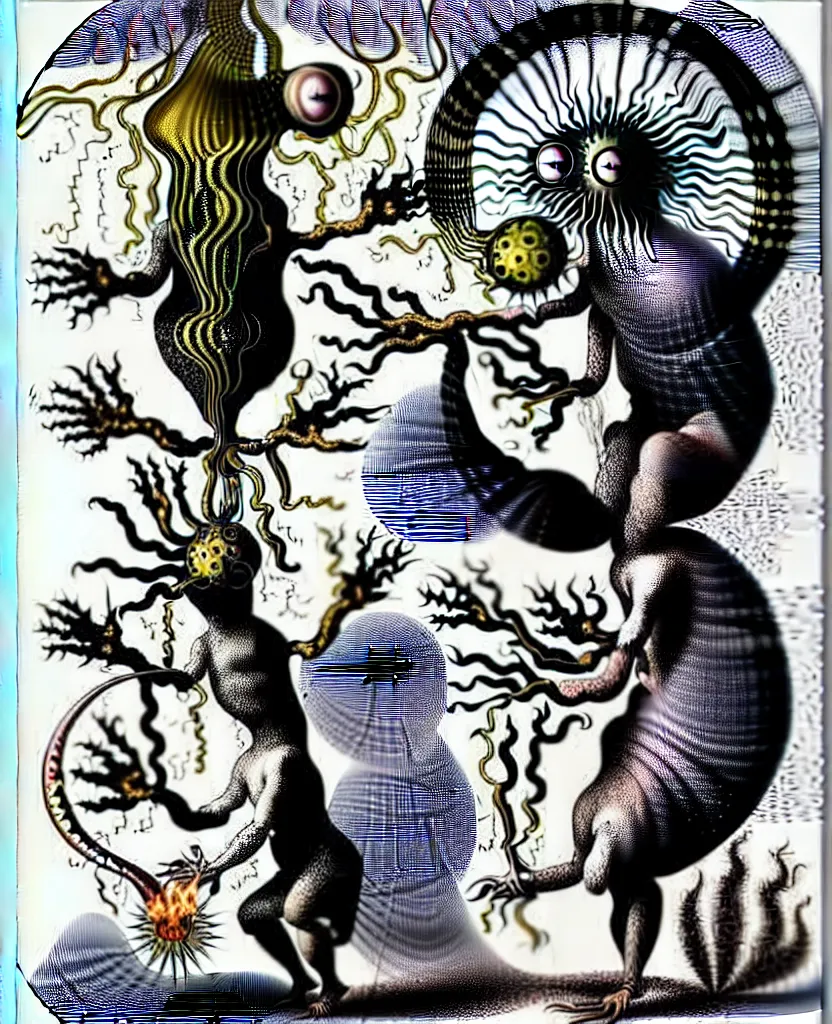 Image similar to whimsical freaky creature sings a unique canto about'as above so below'being ignited by the spirit of haeckel and robert fludd, breakthrough is iminent, glory be to the magic within