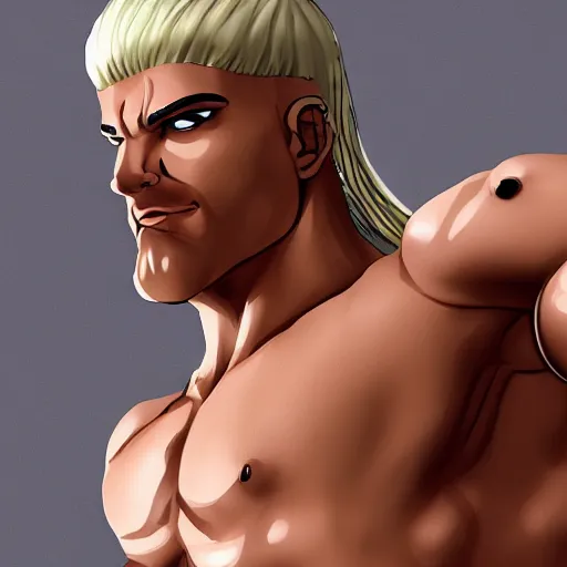 Prompt: roman general with a bodybuilder build, shaved white hair, loincloth, stern look, 4K, detailed, drawn by Sakimi chan