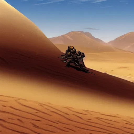 Prompt: dune battle for arrakis multiplayer in the style of ben fiquet