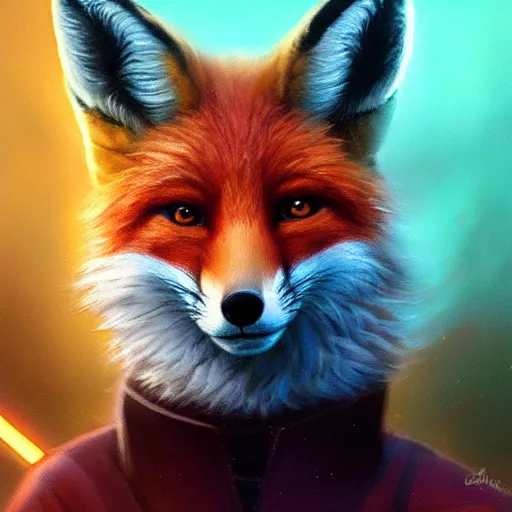 Image similar to A Fox as a Jedi, Artstation, Award Winning, Digital Art, Very Detailed, Oil Painting