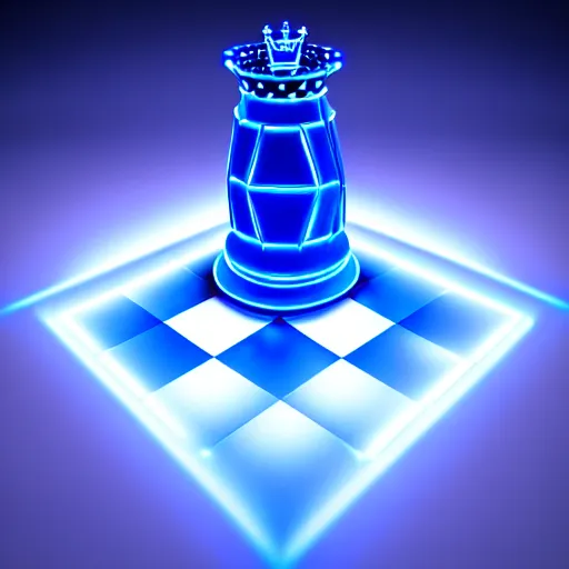 Image similar to tron photo of a queen chess piece made of plasma lights, , orthographic, Puddles, high point of view, smooth 3D Illustration, Cinematic Matte Painting, soft render, volumetric lighting