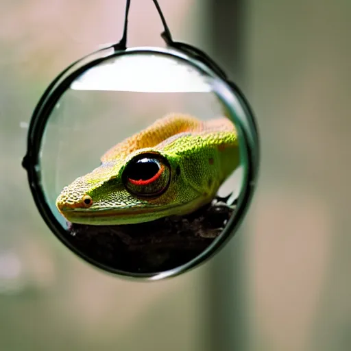 Prompt: gecko sitting inside a terrarium, cinematic