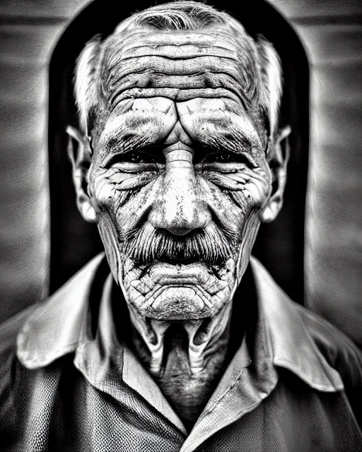 Image similar to symmetry stunning portrait of grilled old man by victo n