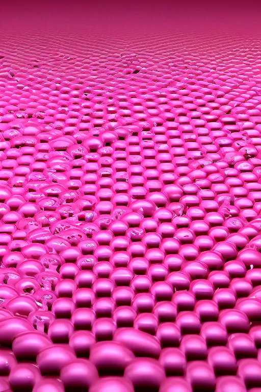 Prompt: Factory Conveyor Belt of pink liquid, photorealistic, ultra detailed, 4k