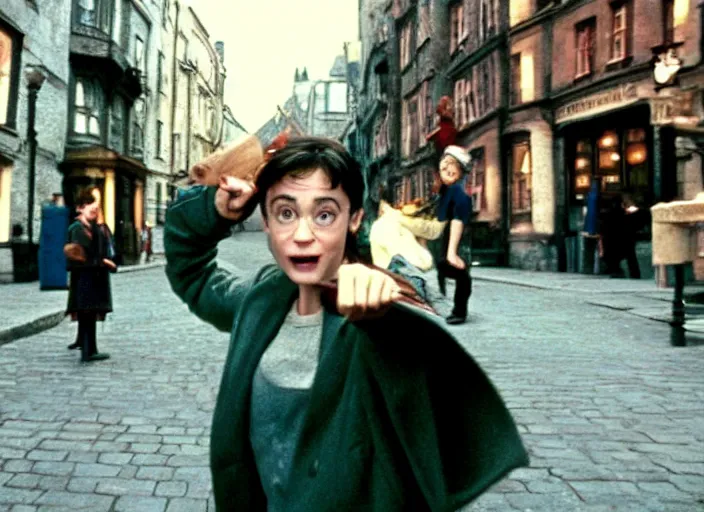 Image similar to a film still of harry potter in amelie ( 2 0 0 1 )