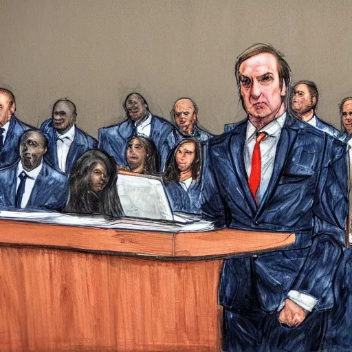 Prompt: saul goodman defending KSI in court, high definition, photorealistic, high detail, 8k, hdr,