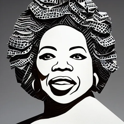 Image similar to a cut paper sculpture of oprah