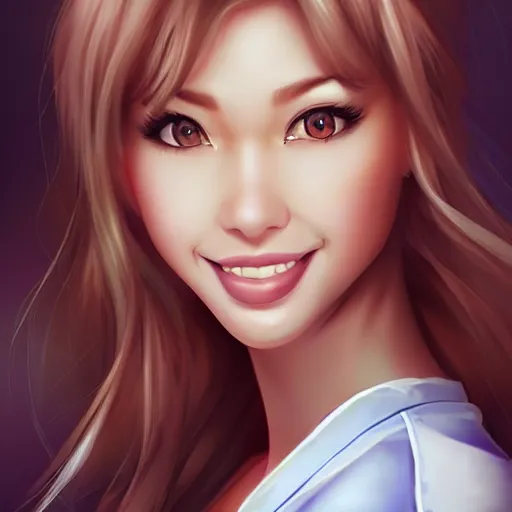 Image similar to very beautiful female nurse, smiling, flirty, eye contact, perfect face, perfect body, drawn by artgerm