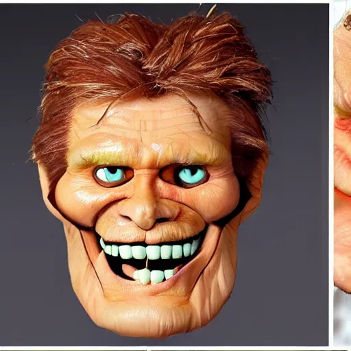 Image similar to a jack o onion with willem dafoe's face carved on it, highly detailed